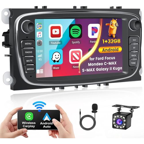 [1G+32G] Autoradio Android13 Pour Ford Focus S- Galaxy C- Kuga, 7 Pouces Radio Voiture Android 2 Din Avec Gps/Mirror Link/Wifi/Bluetooth/Fm/2Usb/Mic/Caméra De Recul[L758]