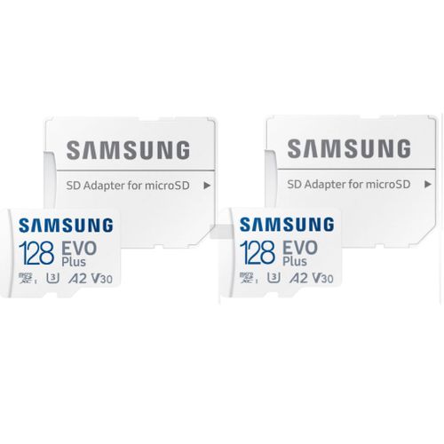 2PCS Micro SD Samsung EVO Plus 128Go Carte mémoire MB-MC128SA/EU 160Mb/s A2 / Vidéo Class V30 / UHS-I U3 / Class10 - microSDXC + adaptateur SD