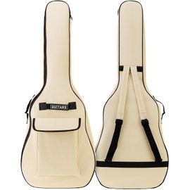 Housses Pour Guitare Acoustique De 41 Pouces, Sac De Guitare Double Bandoulière Réglable Sac À Guitare Acoustique, Étui De Concert À Éponge Éponge De 5 Mm Imperméable (Beige)