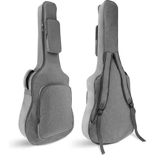 Housses Pour Guitare Acoustique Avec Rembourrage Épais De 10,6 Mm, Tissu Oxford Imperméable, Gris, Pour Guitare Acoustique De 40 À 41 Pouces Avec Sangle De Cou, Étui Souple Pour Guitare
