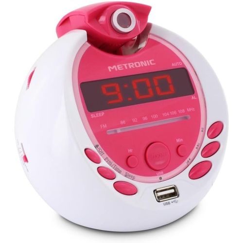 477022 Radio-Réveil Enfant Mp3 Usb Projection - Blanc/Violet