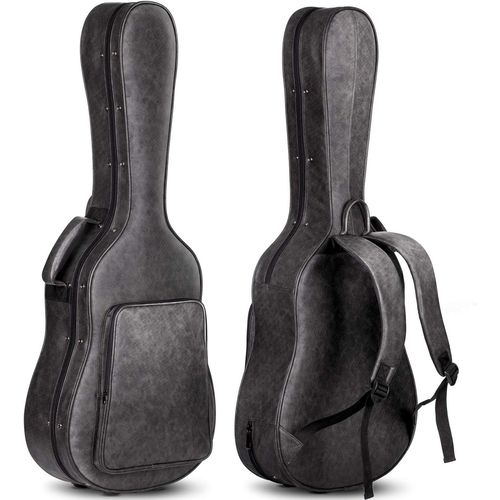 Etui Rigide Pour Guitare Acoustique Rembourrage Epais D'env 2 Cm Avec 3 Poches Et Coffret De Rangement À L'intérieur