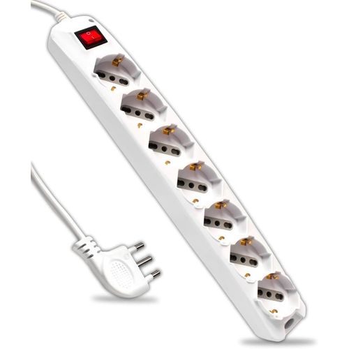 Bloc multiprise électrique avec Interrupteur et câble de 1,5 m ¿ 7 Prises 10/16 A Bipasso + Shuko ¿ Prise 16 A ¿ Prise électrique pour Maison, Bureau, Magasin ¿ Couleur Blanche