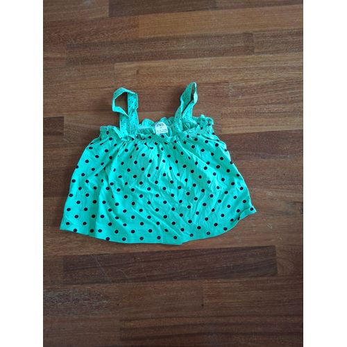 Débardeur, Haut À Bretelles, Vert Et Pois Noir, Taille 9 Ans, Marque Zara, En Très Bon État
