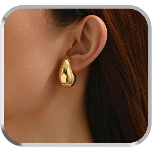Boucles D'oreilles Dorées Argentées En Acier Inoxydable, Forme De Goutte/Larme, Pour Femme