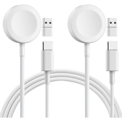 Chargeur Pour Apple Watch 2 Pièces Watch De Charge Rapide Magnétique Usb¿C Câble (1m) Avec Adaptateur Usb, Sans Fil Station De Charge Rapide Pour Apple Watch Series 9 8 7 6 5 4 3 2 1 Se Ultra