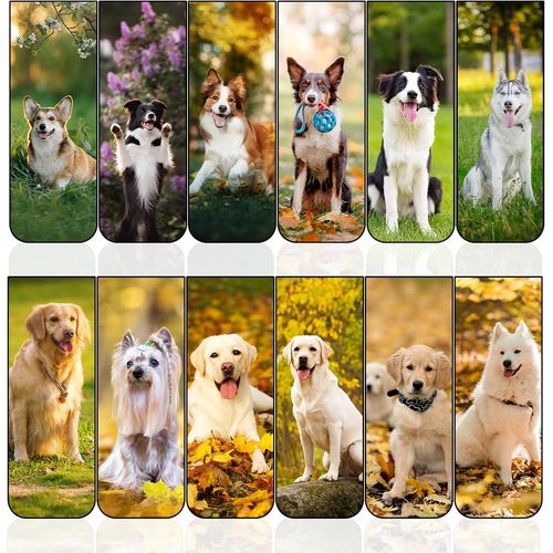 12 Pièces Marque Page Magnetique,Marque Page Chiens,Marque Page Personnalisé,Accessoire Livre, Gadget Bureau,Pour Adultes Et Enfant,Papeterie Pour Lecture De Livres Idée Cadeau Pour Les Lecteurs