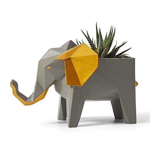 Succulent Planteur Elephant Arts Statue Animal Cadeau Décor Moderne Figurine Sculpture Maison Décoration Résine Cactu Pot 17cm