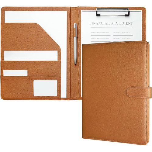 Porte Documents A4, Document Porte Folio Pochette Porte Document Pu Cuir Porte Bloc A4 Range Documents Trieur Organiseur Portfolio Planchettes Porte-Formulaires (Marron)
