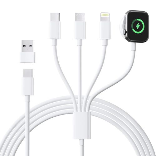 Chargeur Apple Watch, 4 En 2 Cable Apple Watch Chargeur Montre Apple Watch Usb C Chargeur Iwatch Apple Avec Lightning/Usb C/Iwatch/Micro Pour Apple Watch Serie 9/8/7/6/5/4/3/Ultra, Iphone 15/14