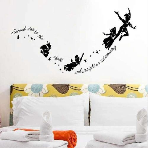 Peter Pan Personnages Décalcomanies murales Citations Mots inspirants Autocollant mural amovible, Enfants Enfants Bébé Maison Chambre Crèche Bricolage Décoratif Adhésif Art W