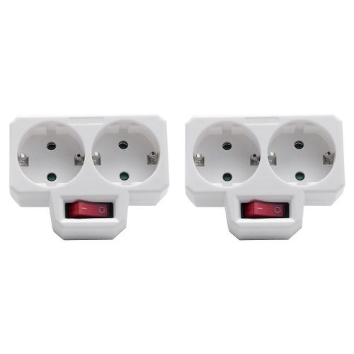 Adaptateur De Prise, Double Fiche Pour Prise, Double Prise Avec Interrupteur 3800W Pour Bureau, Maison Ou Voyage