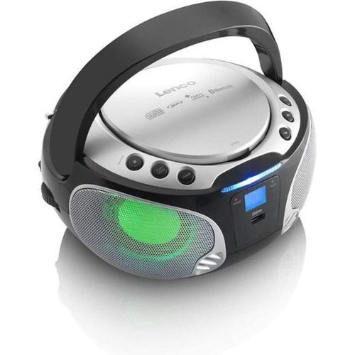 Scd-550 - Radio Cd Enfant - Système Stéréo - Boombox - Lecteur Mp3 Et Usb - Bluetooth - 2 X 2 W Rms Power - Lumières De Fête - Argent