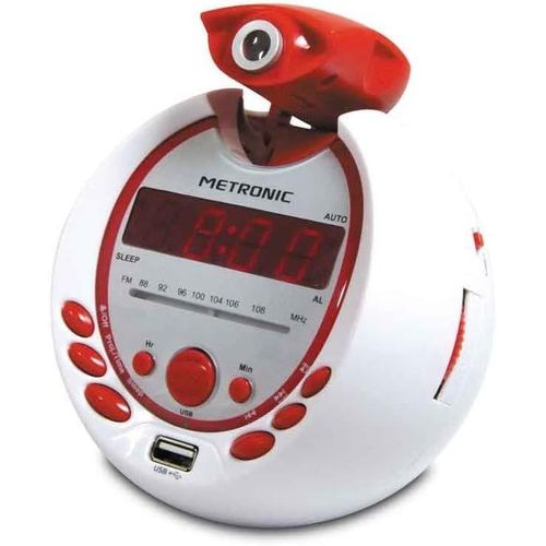 477021 Radio-Réveil Enfant Pirate Mp3 Usb Projection 180°- Rouge Et Blanc