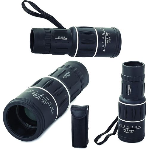 - Jumelle Monoculaire 16 X 52 Avec Fonction Nuit - Housse De Transport & Outil De Nettoyage - Lentille Blindée - Idéal Camping, Pêche, Observation, Concert, Stand De Tir