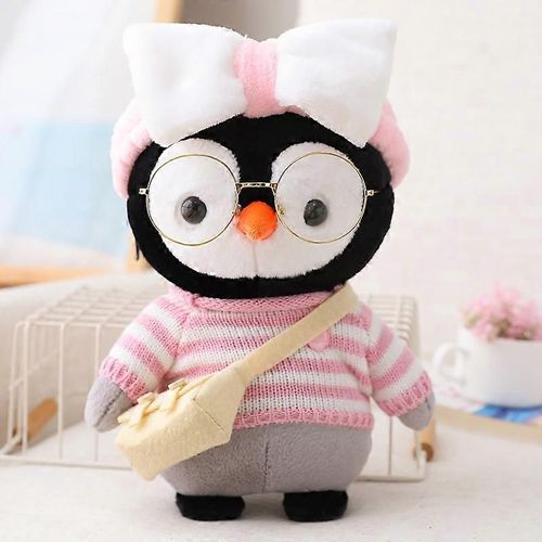 Pingouin en peluche Animal doux mignon en peluche avec des tenues et des accessoires pour des vêtements d¿habillage amovibles Meilleur anniversaire pour les enfants Filles Garçons (12 pouces / 30 cm)