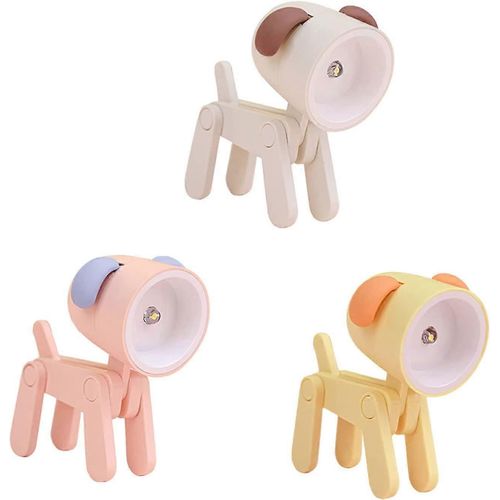 3 Pcs Mini Led Lampe De Bureau Mignon Petit Support De Téléphone, Veilleuse En Forme De Chien Support De Téléphone Réglable, Lampe De Nuit De Table De Lecture Portable Pour Les Enfants Étudiants