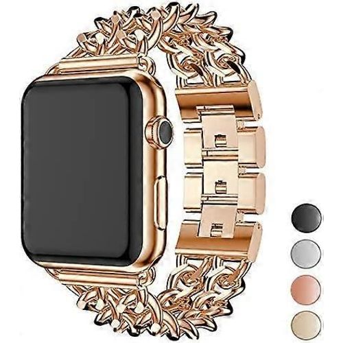 Compatible Apple Watch Band 41mm 38mm 40mm, Acier Inoxydable Métal Cowboy Chaîne Style Remplacement Iwatch Series 7 6 5 4 3 2 1 Se Nike+ Sports Strap Wri
