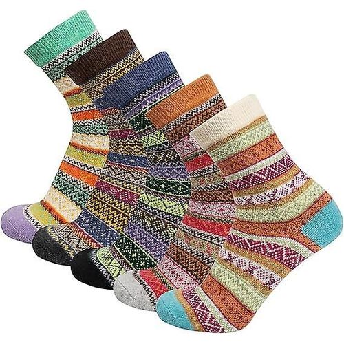 5 Paires Femmes Laine Chaussettes Épais Tricot Chaud Chaussettes D¿Hiver Confortable Chaussettes Cadeaux Pour Femmes