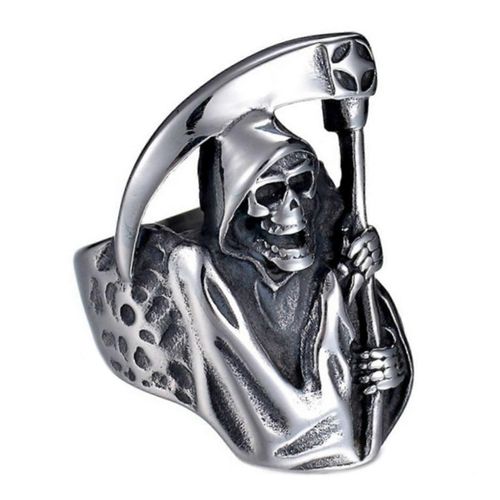 The Dead Gothic Rings Black Death Grim Reaper Skull Ring Fashion Punk Rings Pour Hommes