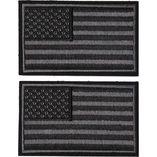 2 Pièces Tactique Usa Drapeau Patch - Noir Et Gris Drapeau Américain Us États-Unis D¿Amérique Uniforme Militaire Emblème Patches