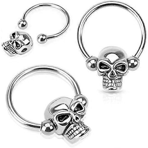 1 Pièce Crâne 316l Acier Chirurgical Perle Captive Bague/Mamelon Anneau/Barre Circulaire - 16g Ou 14g Bijoux De Corps