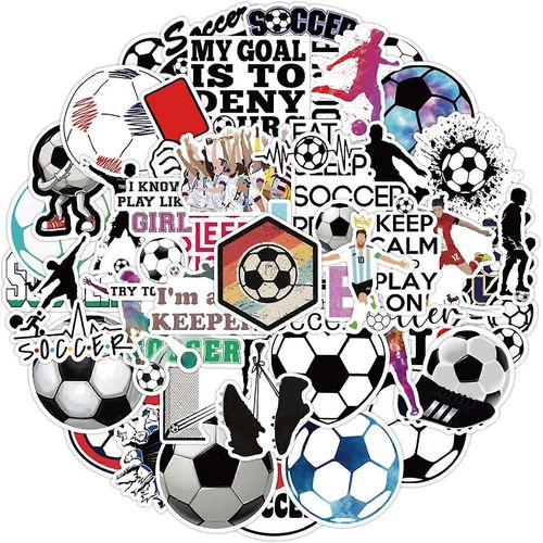 50pcs Football Autocollants No-Duplicate Ballons Autocollants Pour Ordinateur Adulte, Cool Esthétique Sprots Vinyle Imperméable Décalcomanies Autocollants Pour Ordinateur Portable Bouteille D¿Eau Lu
