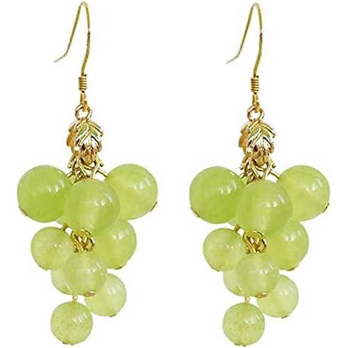 Ubiuo 3d Vert Raisins Boucles D¿Oreilles Mignon Fruit Rose Pêche Acrylique Or Boucles D¿Oreilles Pour Femmes Filles Charme Bijoux Cadeau