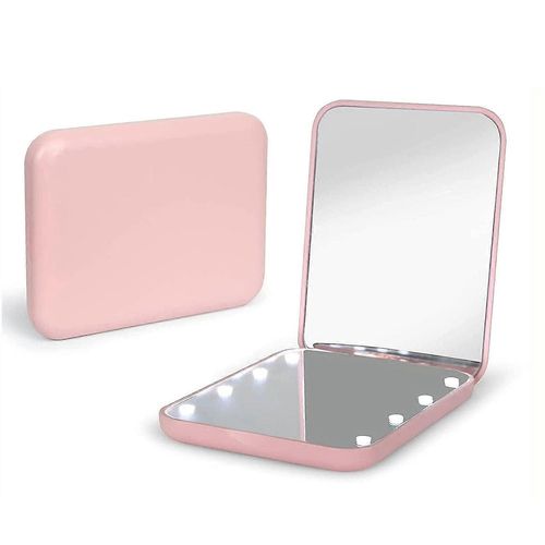 Lumière pour sac à main, 2 faces, portable, pliant, portable, petit miroir éclairé pour cadeau, rose