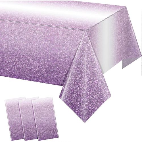 Nappes En Plastique Violet Dégradé 3 Pièces Pour Les Fêtes, Nappes Jetables Dégradées Mauves Pour Tables Rectangulaires 54 X 108 Pouces