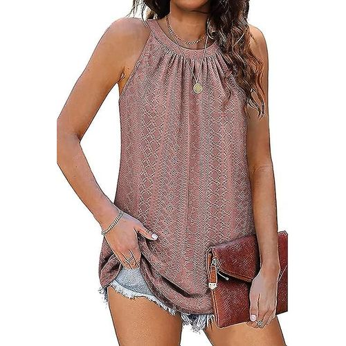 Halter Débardeurs Pour Femmes 2023 Été Décontracté Sans Manches ?illet Cami Trendy Plissé Flowy Topslarge