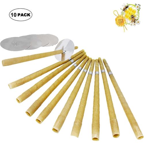 Bougies Auriculaires 10 Pièces Bougies Auriculaires En Cire D¿Abeille Naturelle, Bougies Auriculaires Pour Le Nettoyage, Bougies Auriculaires Bio Avec 5 Palettes 