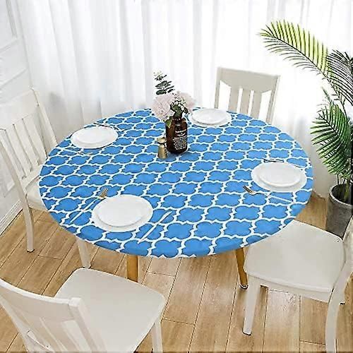 Nappes Rondes Élastiques Nappes Extérieures Imperméables À L¿Huile Nappes Couvre-Lits Cuisine De Fête (24-28 Pouces Rond, Peigne Bleu)