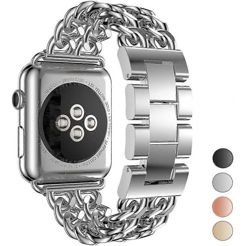 Compatible Apple Watch Band 45mm 42mm 44mm, Acier Inoxydable En Métal Cowboy Chaîne Style Remplacement Iwatch Series 7 6 5 4 3 2 1 Se Nike+ Bracelet De Sport Wri