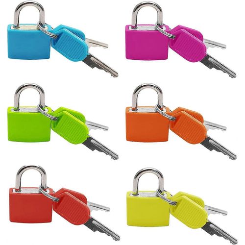 uitcase serrure avec clés, petit cadenas multicolore pour sacs à dos, sacs pour ordinateur portable, boîtes, armoires de rangement, 6 pcs