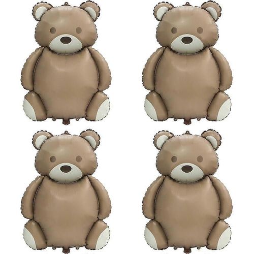 4d 35 '' Big Brown Bear Ballons Dessin Animé Teddy Bear Party Supplies, Pack De 4 Ballons Matte Bear Helium Mylar Foil Pour Jungle Woodland