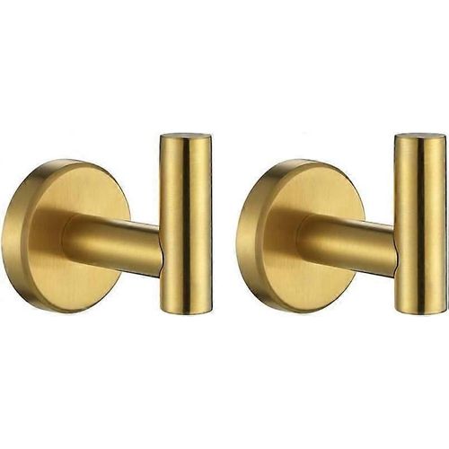 Crochet À Serviettes De Salle De Bain Or Brossé, Porte-Manteau En Laiton Crochet À Vêtements Pour Salle De Bain Cuisine Garage Mural (Paquet De 2), Sus 304 Acier Inoxydable 0,8 Mm, Th