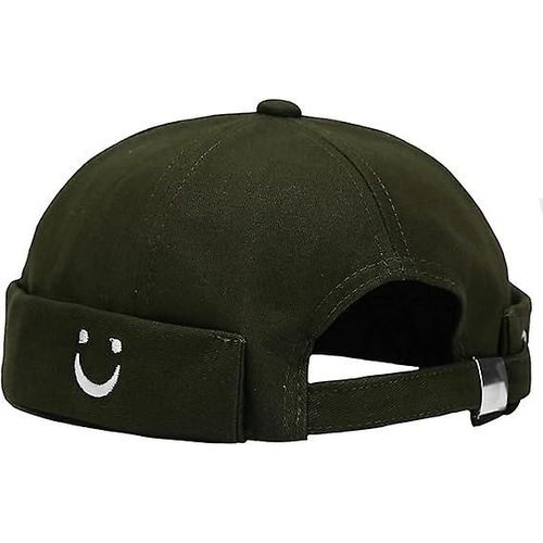 Casquette Homme Et Femmes Casquette Sans Bord Bonnet Bonnet Tête Ouvrier Casquette Voile Roulée Manchette Rétro Réglablevert