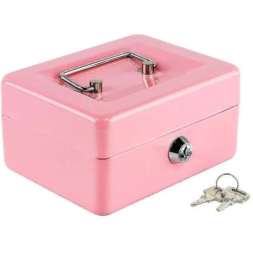 Boîte De Caisse Avec Plateau D¿Argent, Petite Boîte De Verrouillage De Coffre-Fort Avec Clé, Tiroir-Caisse, 5.91 « X 4.72 "" X 3.15 "" Rose Petit