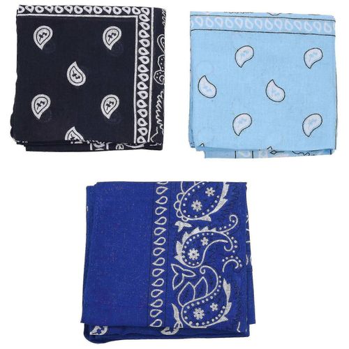 3 Bandanas Homme Et 57 X 57 Cm Bleu Royal + + Bleu Marine