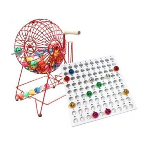 Boulier De Loto Geant, Sphere 31 Cm Xxl - Cage Metal, Plateau Controle, 90 Boules 38 Mm - Animation, Pro - Set Jeu Bingo Et Carte
