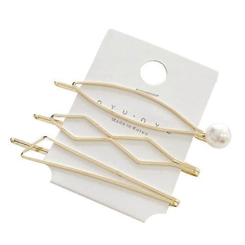 4pcs / Set Sweet Faux Pearl Metal Barrette Femmes Hair Side Clip Hairpin