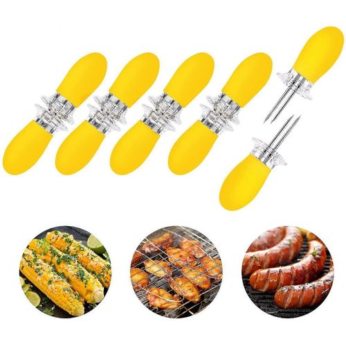 10 pièces/5 paires de fourchette à maïs jaune en acier inoxydable pour les outils de barbecue dans le maïs maïs maïs - SNNGV