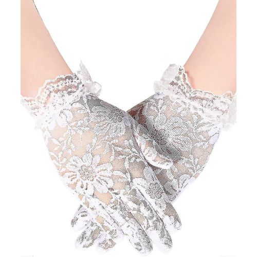 Filles Gants En Dentelle Blanche Gants De Thé Gants Formels Gants De Princesse Gants De Robe Pour Concours De Mariage - Snngv
