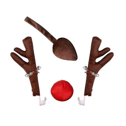 Renne Décoration Voiture Véhicule Nez Klaxon Costume Set Rudolph Noël Renne Rouge Nez Ornements