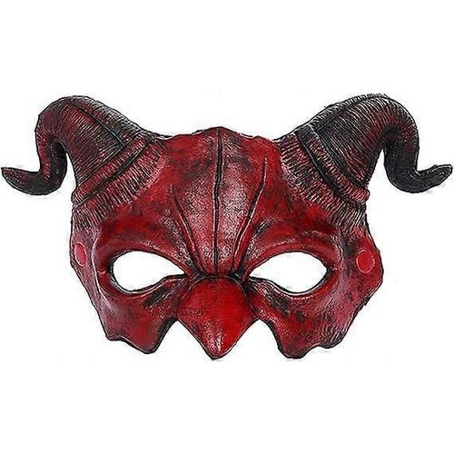Halloween Demi-Visage Effrayant Masque D¿Animal, Masque De Démon, Corne De Mouton, Fantôme, Diable, Grimace, Horreur, Serre-Tête De Festival, Cosplay, Fête, Costume, Prop Pour Adultes