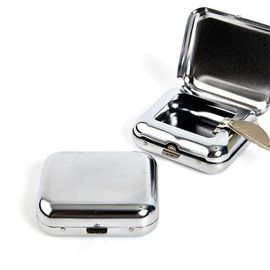 Cendrier de poche carré en acier inoxydable plateau en métal avec couvercles cendrier portable
