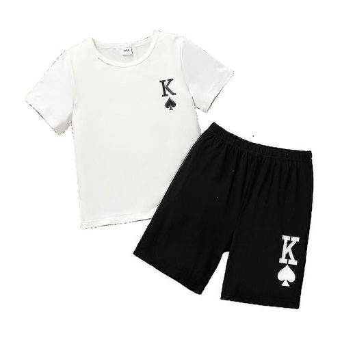 Kids Summer Sports Casual Outfits Set Manches Courtes Tops + Pantalon Court Set 4-12 Ans