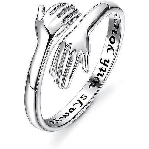 Bague En Argent Sterling 925 Câlin Pour Femmes Réglable Étreindre Les Mains Ouvertes Amour Promesse Bague D¿Amitié