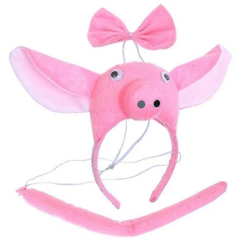 3 Pcs Enfants Oreilles D¿Animaux Bandeau Party Cravate Et Queue Cosplay Costume Party Favors (Cochon)